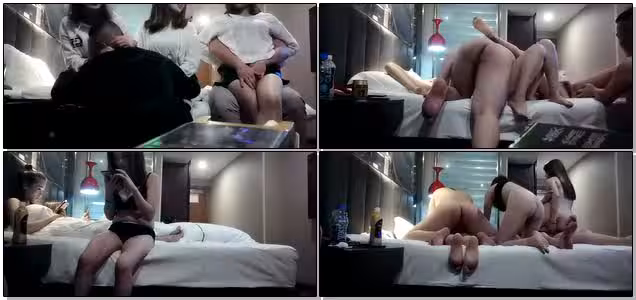 兩個油膩大叔約3個饑渴少婦酒店開房淫亂5P