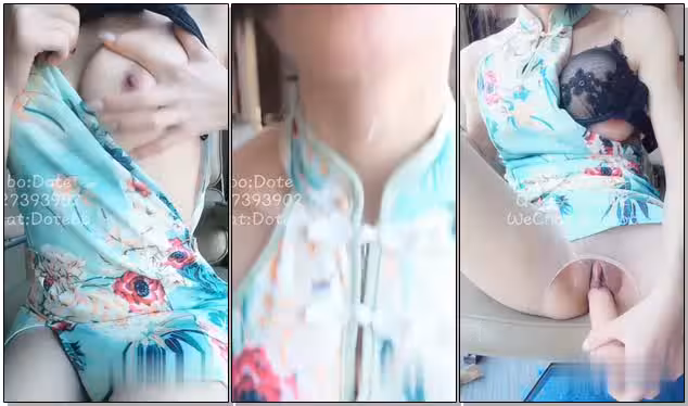 完具少女~2019會員訂製版影片~青花瓷旗袍下的饅頭奶!!換件旗袍玩白虎逼逼!!