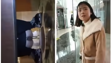 某站流出大膽牛人潛入某大廈女廁偷窺出來故意搭訕妹子拍臉