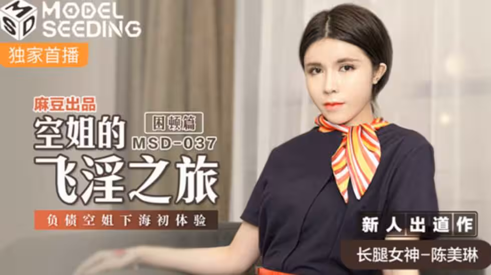 麻豆-空姐的飛淫之旅負債空姐下海初體驗-陳美琳