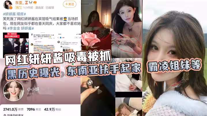 網紅妍妍醬吸毒被抓 黑歷史曝光 東南亞扶手起家 霸凌姐妹等