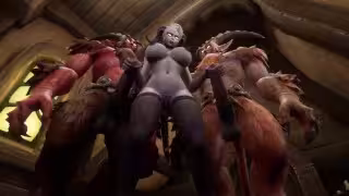 惡魔女孩從2個惡魔那裡獲得雙重滲透魔獸模仿