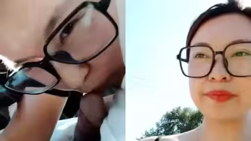 韻味十足眼鏡騷貨駕車戶外野戰
