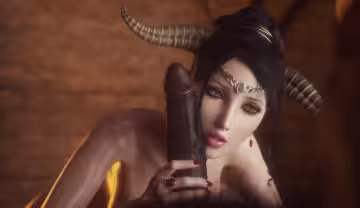 巨乳魅魔看到大雞巴都走不動路了，上來就深喉口爆