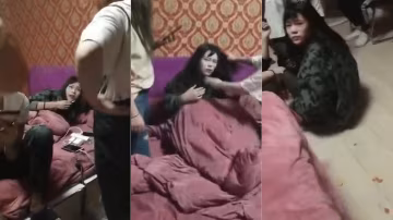 校園暴力門 東北姑娘偷情被抓 暴打 垃圾桶套頭！