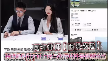 網紅律師西綠趙瑾一人設崩塌假律師身份無證上崗與張辰銘性愛視頻流出