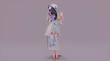 MMD50 汉服巨乳弱音少女被狂干 明月下骚穴湿透内射灌满