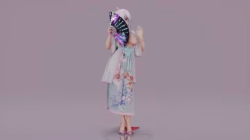 MMD50 漢服巨乳弱音少女被明月下爆操 淫水浸透綢緞