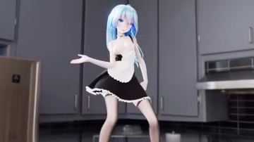 MMD極品黑絲女僕Miku！風騷宅舞狂扭淫臀！巨乳亂顫跪求內射！