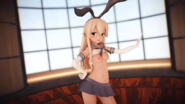 巨乳艦娘島風MMD騷舞！極致搖擺勾引狂插，潮噴內射深穴！