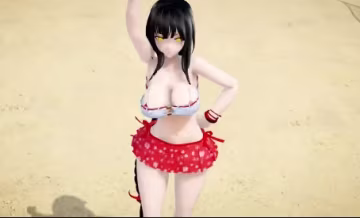 MMD巨乳騷女沙灘狂舞，浪花濕透媚態，極品嫩穴淫水噴涌勾引