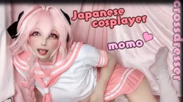 变装者日本角色扮演crossdresser(Femboy Ladyboy)与著名的日本动漫 cosplay 手淫..