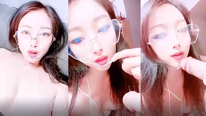 【顏值眼鏡御姐】范美少婦和老公無套啪啪做愛，很插白虎穴第1視角手持鏡頭刺激，賣力深喉