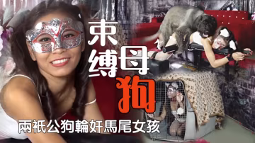 兩隻公狗輪姦馬尾女孩