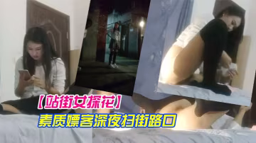 站街女探花素質嫖客深夜掃街路口等客的短裙年輕站街美女真牛X開著手機電筒草逼