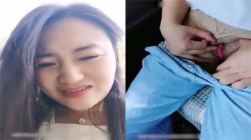 少妇小B骚穴塞跳蛋，驾校学车当场湿透