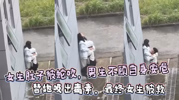 女生肚子被蛇咬，男生不顧自身安危  替她吸出毒素，最終女生被救