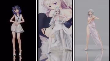 MMD极品肉体狂舞！三骚女巨乳蜜穴大开勾引内射！
