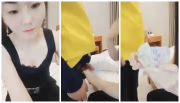 長得像香港演員萬倚雯美少婦旅館叫外賣勾搭害羞的美團外賣小哥啪啪對白有趣.