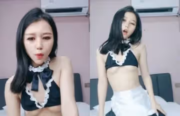 小妞女僕裝啪啪特寫舔弄大屌口活很棒撩起內衣露奶子主動上位騎坐大屌爆插粉穴.