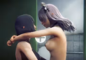 【3D】火辣妹子和女僕在廁所里性愛