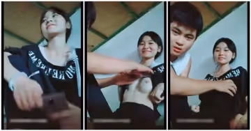 白嫩小妹在宿舍和男友朋友直播，男友勸說她直播賺錢，蜜桃粉紅，原生態腋毛都沒刮..