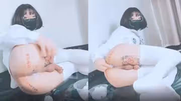 【偽娘白絲產卵】矽膠球塞菊花流出濃厚精液