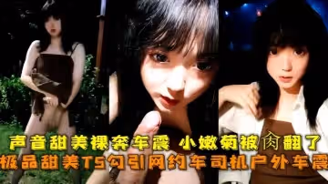 【極品甜美TS】勾引網約車司機戶外車震，聲音甜美裸奔車震小嫩菊被肏翻了