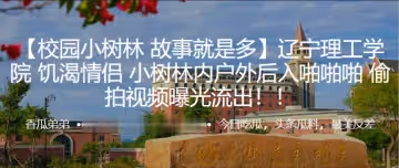 辽宁理工学院饥渴情侣小树林内户外后入啪啪偷拍视频曝光流