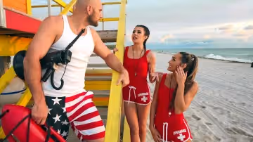 Horny Lifeguards Share A Cock